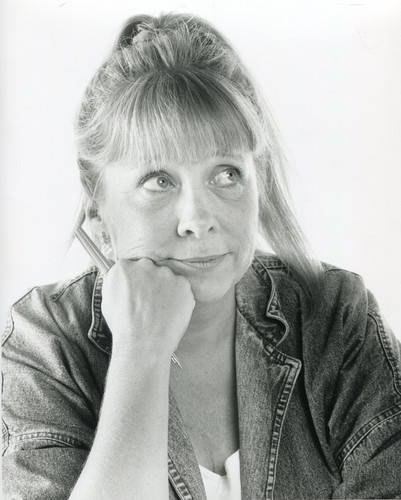 Handspan Theatre Gilly Farrelly black and white portrait of woman with pony tail